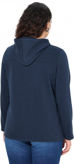 Ulla Popken TRUE Lettering Hoodie Navy Blue - Mikiny & mikiny s kapucí - 