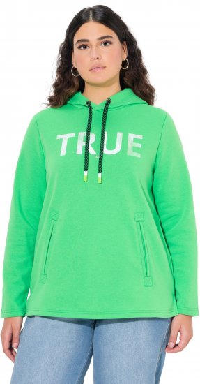 Ulla Popken TRUE Lettering Hoodie Mint Green - Mikiny & mikiny s kapucí - 