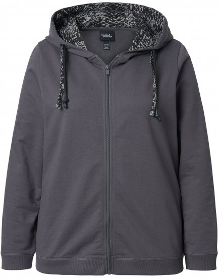 Ulla Popken Snake Detail Zip-Up Hoodie Graphite Grey - Mikiny & mikiny s kapucí - 
