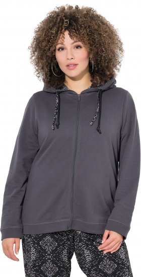 Ulla Popken Snake Detail Zip-Up Hoodie Graphite Grey - Mikiny & mikiny s kapucí - 