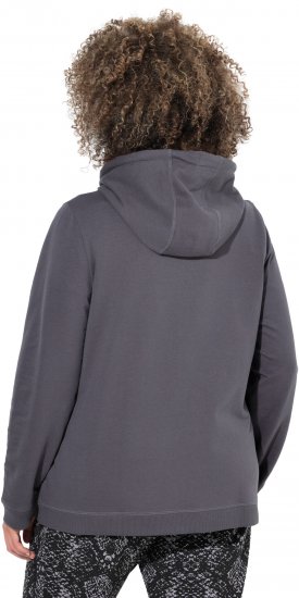Ulla Popken Snake Detail Zip-Up Hoodie Graphite Grey - Mikiny & mikiny s kapucí - 