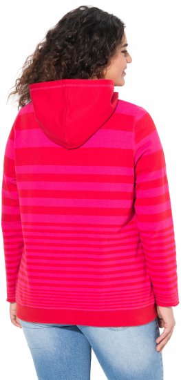 Ulla Popken Oversized Striped Long Sleeve Hoodie Lychee - Mikiny & mikiny s kapucí - 