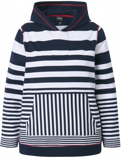 Ulla Popken Oversized Striped Long Sleeve Hoodie Ink Blue - Mikiny & mikiny s kapucí - 