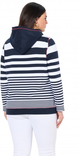Ulla Popken Oversized Striped Long Sleeve Hoodie Ink Blue - Mikiny & mikiny s kapucí - 