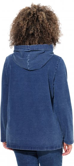 Ulla Popken Perfect Flow Embroidered Hoodie Indigo Denim - Mikiny & mikiny s kapucí - 