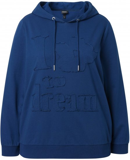 Ulla Popken Applique Lettering Hooded Sweatshirt Dark Blue - Mikiny & mikiny s kapucí - 