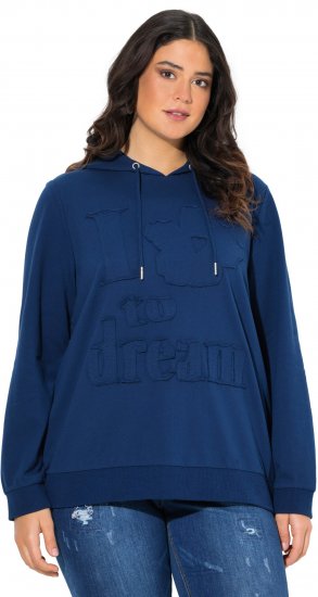 Ulla Popken Applique Lettering Hooded Sweatshirt Dark Blue - Mikiny & mikiny s kapucí - 
