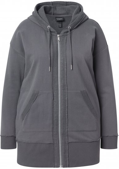 Ulla Popken Decorative Seam Zip-Up Hoodie Graphite Grey - Mikiny & mikiny s kapucí - 