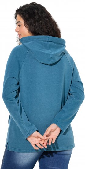 Ulla Popken Rhinestone Drawstring Moon Wash Hoodie Teal - Mikiny & mikiny s kapucí - 