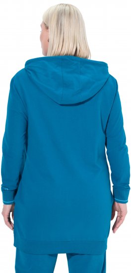 Ulla Popken Contrast Piping Zip-Up Hoodie Smoke Blue - Mikiny & mikiny s kapucí - 