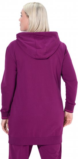 Ulla Popken Contrast Piping Zip-Up Hoodie Pink Berry - Mikiny & mikiny s kapucí - 