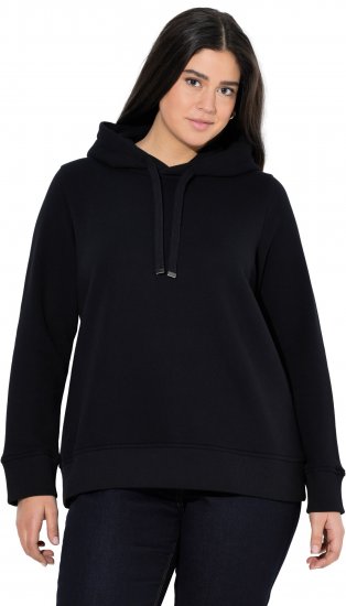 Ulla Popken Relaxed Fit Long Sleeve Hoodie Black - Mikiny & mikiny s kapucí - 