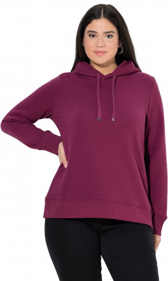 Ulla Popken Relaxed Fit Long Sleeve Hoodie Dark Berry - Mikiny & mikiny s kapucí - 