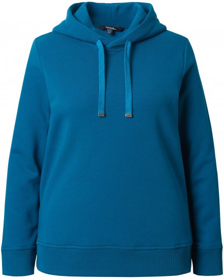 Ulla Popken Relaxed Fit Long Sleeve Hoodie Cerulean - Mikiny & mikiny s kapucí - 