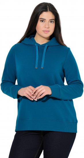 Ulla Popken Relaxed Fit Long Sleeve Hoodie Cerulean - Mikiny & mikiny s kapucí - 