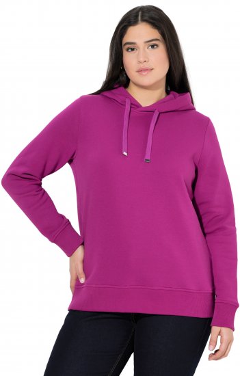 Ulla Popken Relaxed Fit Long Sleeve Hoodie Berry - Mikiny & mikiny s kapucí - 