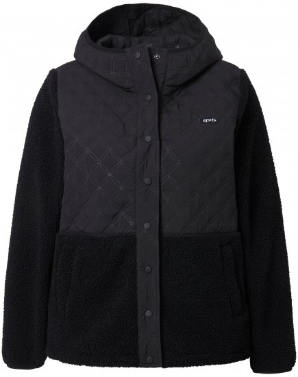 Ulla Popken Mixed Texture Hoodie Black - Mikiny & mikiny s kapucí - 