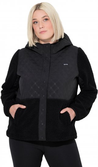 Ulla Popken Mixed Texture Hoodie Black - Mikiny & mikiny s kapucí - 
