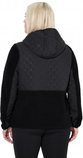 Ulla Popken Mixed Texture Hoodie Black - Mikiny & mikiny s kapucí - 