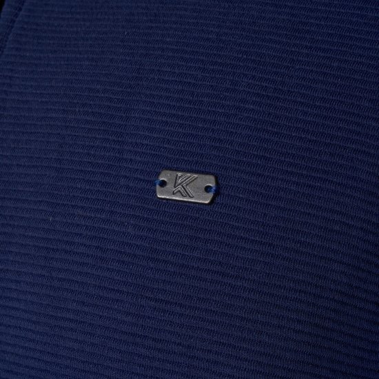 Kam Jeans 7090 1/4 Zip Jacquard Knit Self Stripe Sweatshirt Navy - Mikiny & mikiny s kapucí - Mikiny & Mikiny s kapucí 2XL-12XL