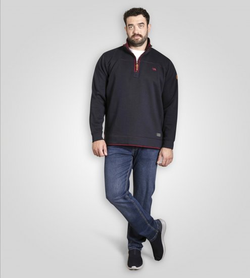 Duke Leicester Quarter Neck Fleece Sweatshirt Navy TALL - TALL mikiny - 