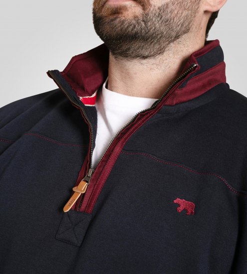 Duke Leicester Quarter Neck Fleece Sweatshirt Navy TALL - TALL mikiny - 