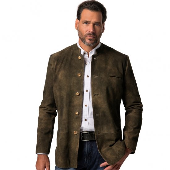 JP1880 Jacket Goat Suede Traditional Mahogany Brown - Trachten & Oktoberfest - Oktoberfest kostýmy ve velkých velikostech (Trachten)