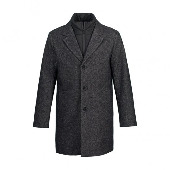 JP1880 Coat Wool Blend Quilted Insert Black - Bundy - Bundy Nadměrné Velikosti - 2XL-8XL