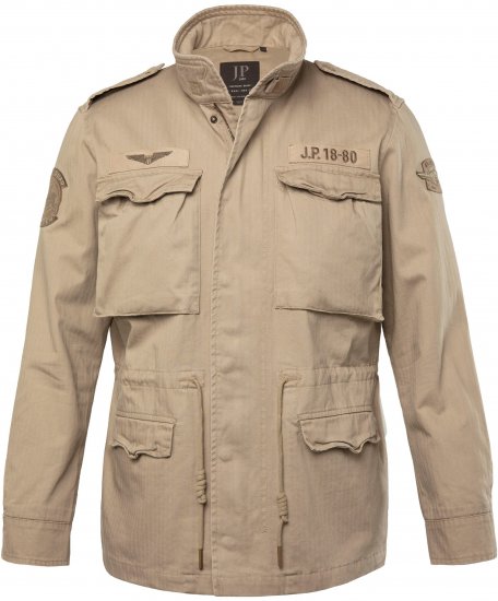 JP1880 Field Jacket with Badges Vintage Look Dark Beige - Bundy - Bundy Nadměrné Velikosti - 2XL-8XL