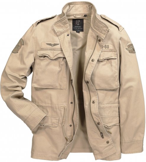 JP1880 Field Jacket with Badges Vintage Look Dark Beige - Bundy - Bundy Nadměrné Velikosti - 2XL-8XL
