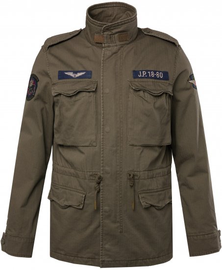JP1880 Field Jacket with Badges Vintage Look TALL Moss Green - TALL bundy - 