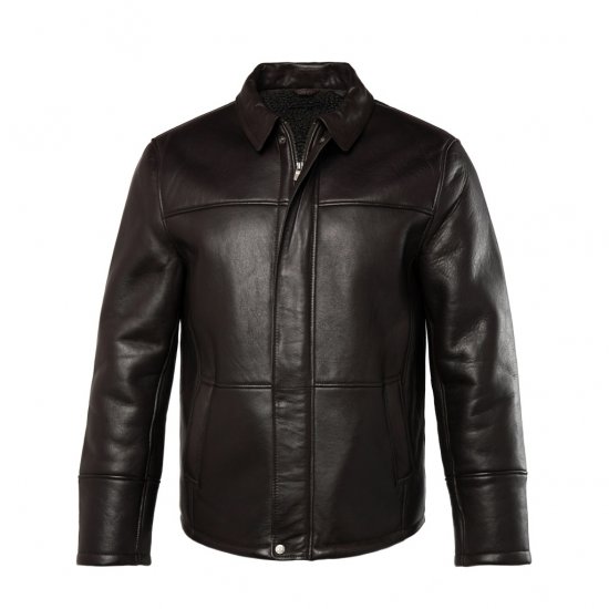 JP1880 Leather Jacket Soft Lamb Nappa Dark Brown - Bundy - Bundy Nadměrné Velikosti - 2XL-8XL