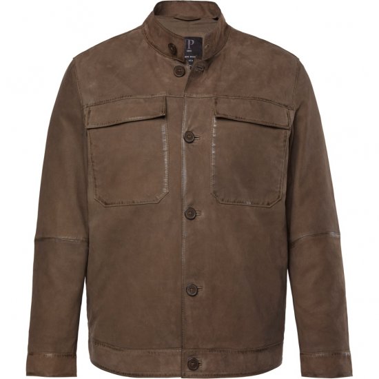 JP1880 Leather Jacket Lambskin Suede Brown - Bundy - Bundy Nadměrné Velikosti - 2XL-8XL