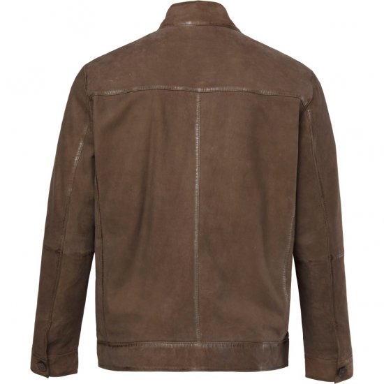 JP1880 Leather Jacket Lambskin Suede Brown - Bundy - Bundy Nadměrné Velikosti - 2XL-8XL