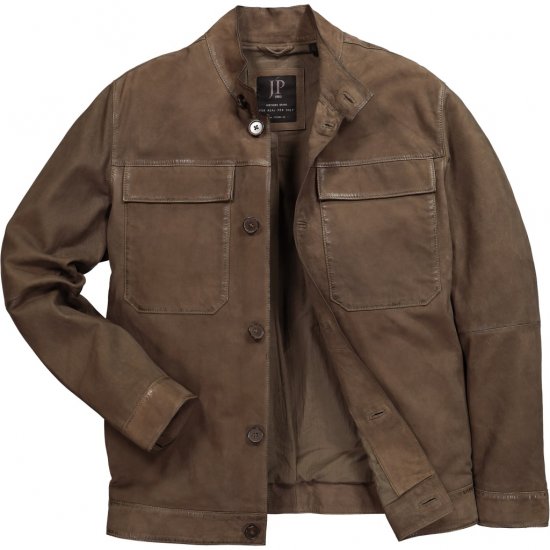 JP1880 Leather Jacket Lambskin Suede Brown - Bundy - Bundy Nadměrné Velikosti - 2XL-8XL