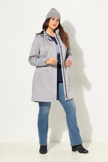 Ulla Popken HYPRAR Melange Softshell Jacket Grey Melange - Bundy - Dámské bundy velkých velikostí