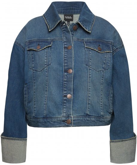 Ulla Popken Wide Cuff Denim Jacket Blue Denim - Bundy - 