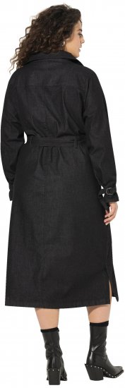 Ulla Popken Denim Acid Wash Trench Coat Black - Bundy - 