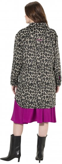 Ulla Popken Leopard Print Shirt Jacket Black - Bundy - 