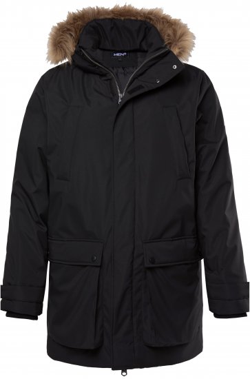 Men Plus Parka With Fur Hood Black - Bundy - Bundy Nadměrné Velikosti - 2XL-8XL