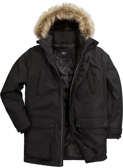 Men Plus Parka With Fur Hood Black - Bundy - Bundy Nadměrné Velikosti - 2XL-8XL