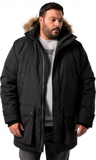Men Plus Parka With Fur Hood Black - Bundy - Bundy Nadměrné Velikosti - 2XL-8XL