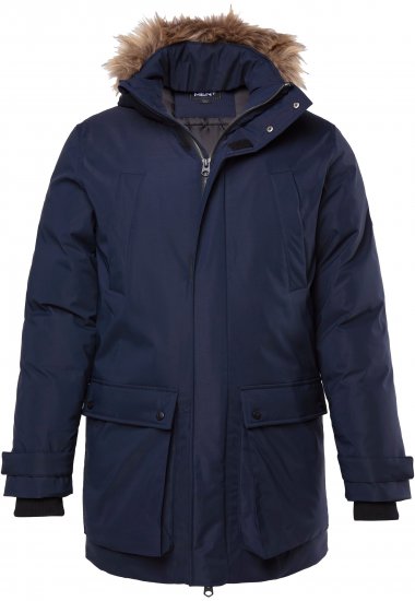 Men Plus Parka With Fur Hood Navy - Bundy - Bundy Nadměrné Velikosti - 2XL-8XL