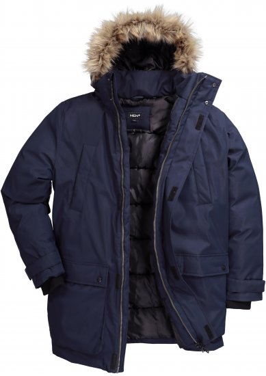 Men Plus Parka With Fur Hood Navy - Bundy - Bundy Nadměrné Velikosti - 2XL-8XL