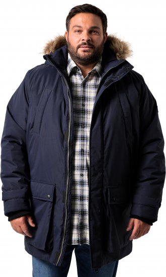 Men Plus Parka With Fur Hood Navy - Bundy - Bundy Nadměrné Velikosti - 2XL-8XL