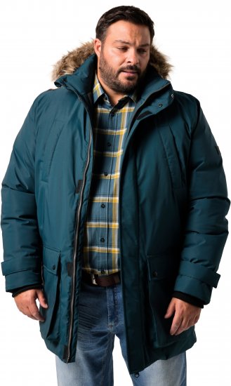 Men Plus Parka With Fur Hood Dark Green - Bundy - Bundy Nadměrné Velikosti - 2XL-8XL