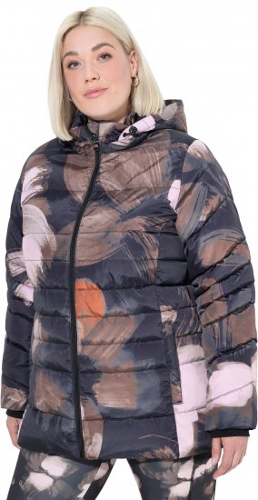 Ulla Popken HYPRAR Water-Repellent Allover Print Jacket Black - Bundy - 