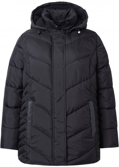 Ulla Popken HYPRAR Reflective Detail Quilted Jacket Black - Bundy - 