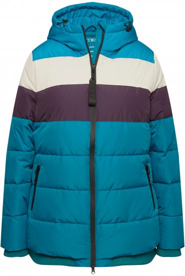 Ulla Popken HYPRAR Striped Triple Function Fully Lined Quilted Jacket Dark Petrol - Bundy - 