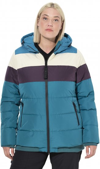 Ulla Popken HYPRAR Striped Triple Function Fully Lined Quilted Jacket Dark Petrol - Bundy - 